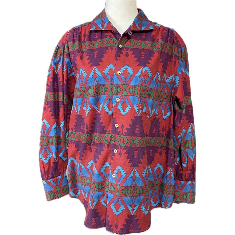 Vintage‎ Country Shop Marshall Fields Womens Shirt 10 Southwest Aztec Retro Boho